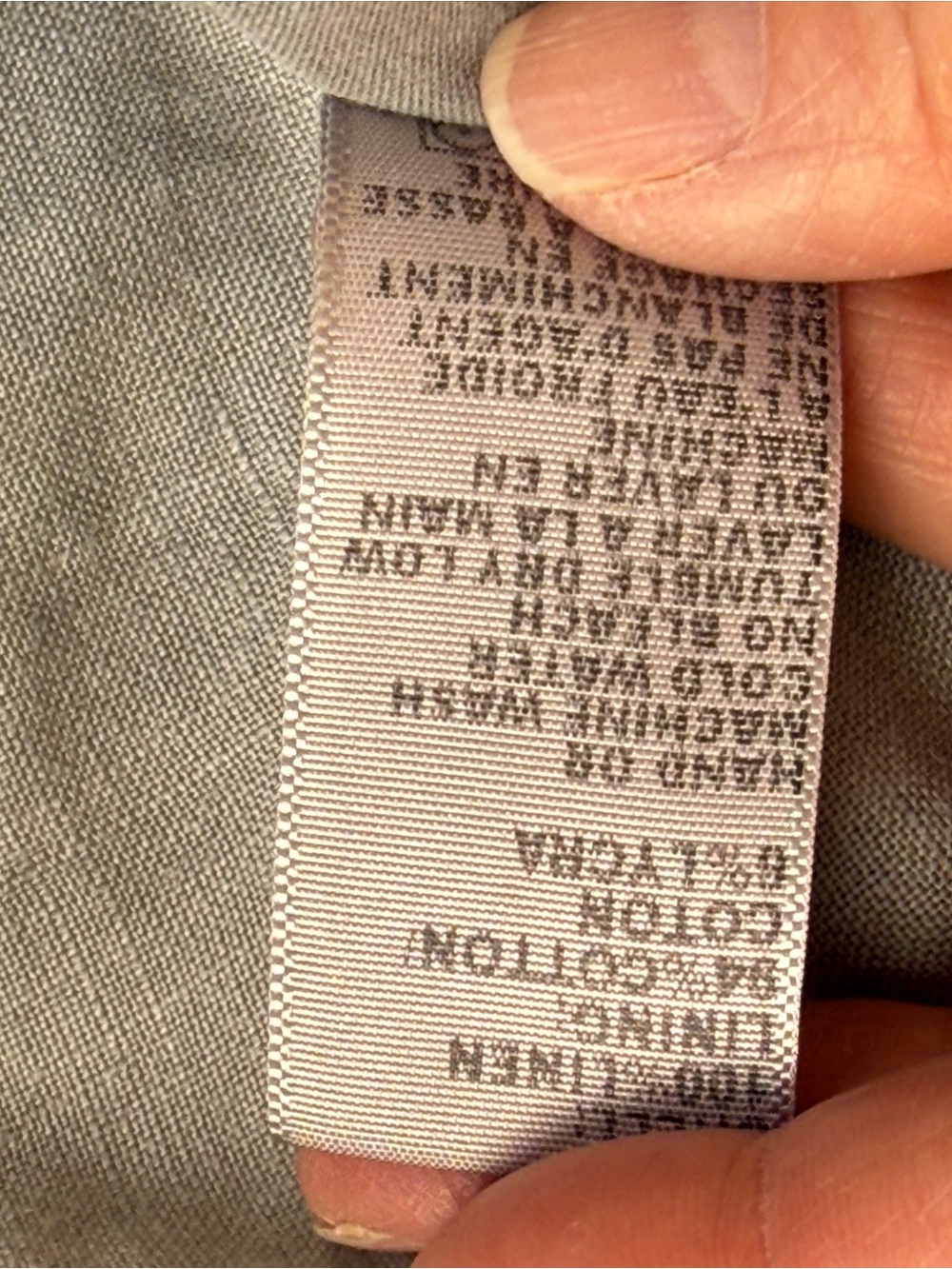 James Perse Gray Linen Mixed Media Button Up Shirt Size 3/L - Picture 7 of 8